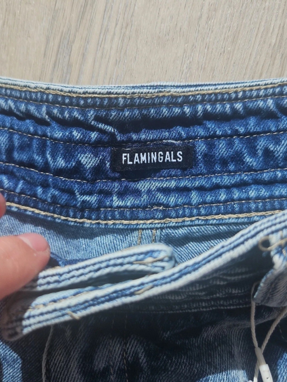 High-Rise Light Blue Denim Frayed Hem Women's Shorts - Picture 3 of 5